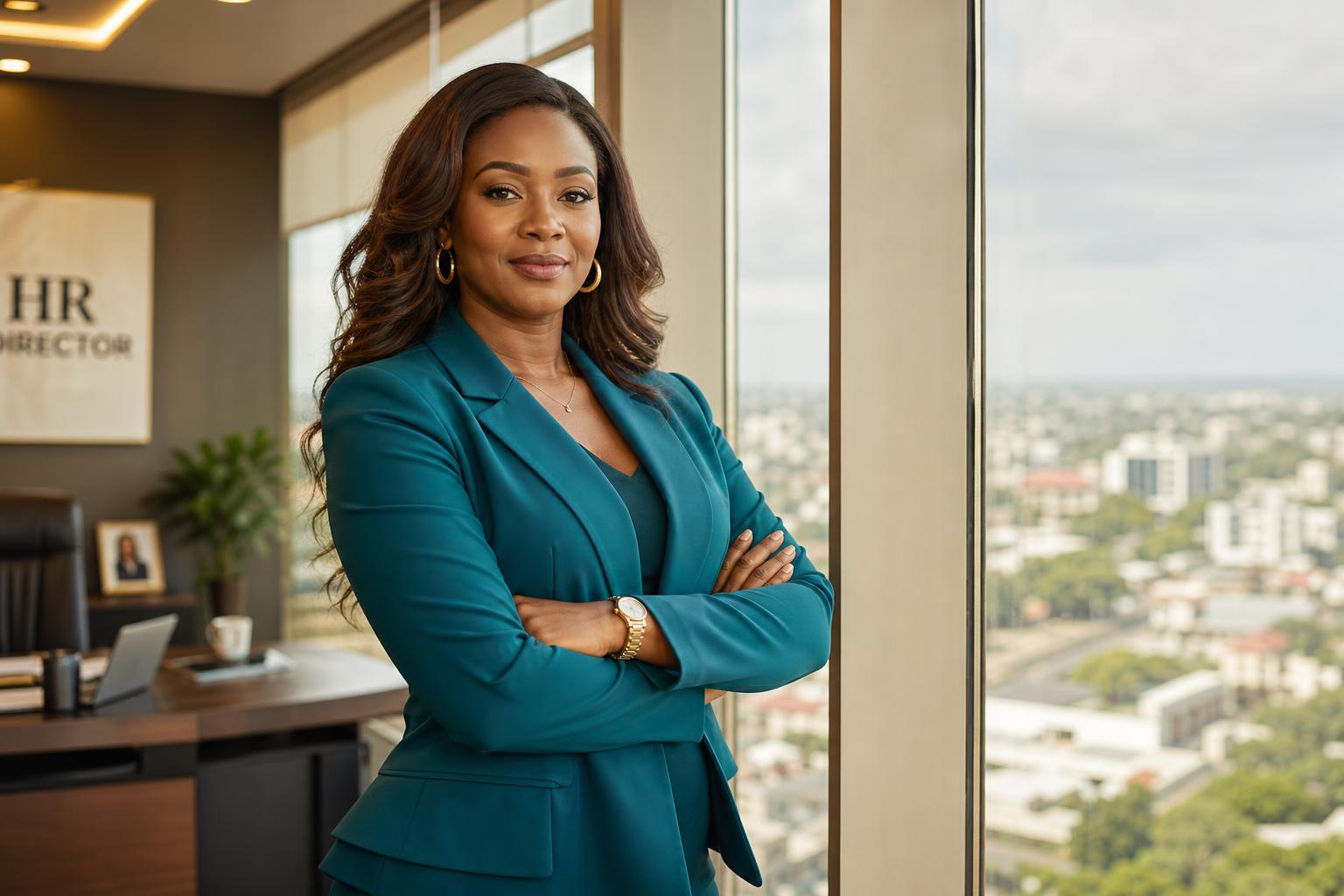 African HR leader in a modern corporate office